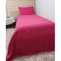 Tavşan Tüyü El Dokuma Yumuşak Dokulu Tek Kişilik Yatak Örtüsü 160x240 -pembe Pembe