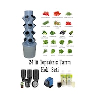 Topraksız Tarım Hobi Seti 24'lü Kule - Gri Topraksız Tarım Hobi Seti 24'lü Kule - Gri