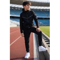 Pina Kids Erkek Çocuk Tech Fleece Double Face Yeni Sezon Eşofman Takımı Esf7020 siyah Pina Kids Erkek Çocuk Tech Fleece Double Face Yeni Sezon Eşofman Takımı Esf7020 siyah