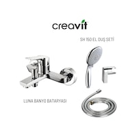 Creavit Luna LN2500 Banyo Bataryası + 3F SH150 Mafsallı El Duş Seti Krom Creavit Luna LN2500 Banyo Bataryası + 3F SH150 Mafsallı El Duş Seti Krom