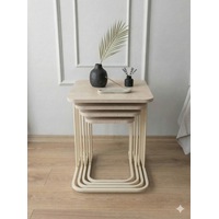 4'lü Tekerlekli Zigon Sehpa Krem Ayak Traverten 18mm Mdf Krem Traverten 4'lü Tekerlekli Zigon Sehpa Krem Ayak Traverten 18mm Mdf Krem Traverten