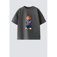Monila Unisex Çocuk Pamuklu Demokratik Kongo Baskılı T-shirt Antrasit Monila Unisex Çocuk Pamuklu Demokratik Kongo Baskılı T-shirt Antrasit