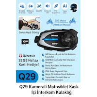 Q29 Kameralı Motosiklet İnterkom Kulaklığı Geniş Açılı Görüş Hd Q29 Kameralı Motosiklet İnterkom Kulaklığı Geniş Açılı Görüş Hd