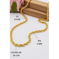 14 Ayar Altın Zincir 4 Mm Halat Zincir 60 Cm Uzunluk Kadın Kolye 14 Ayar Altın Zincir 4 Mm Halat Zincir 60 Cm Uzunluk Kadın Kolye