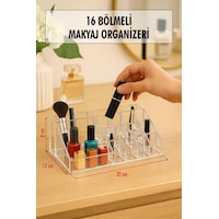 Şeffaf 16 Bölmeli Makyaj Organizeri Düzenleyici 12 22 8 Cm Çok Renkli Şeffaf 16 Bölmeli Makyaj Organizeri Düzenleyici 12 22 8 Cm Çok Renkli