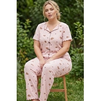 Siyah İnci Beden Fitilli Kaşkorse Örme Pijama Takım26120851 Pembe Ayıcık Siyah İnci Beden Fitilli Kaşkorse Örme Pijama Takım26120851 Pembe Ayıcık