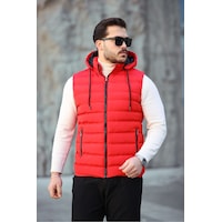 Mero Life Erkek Kırmızı Standart Fit Çıkarılır Kapüşonlu Cepli Fermuarlı Şişme Yelek Mero Life Erkek Kırmızı Standart Fit Çıkarılır Kapüşonlu Cepli Fermuarlı Şişme Yelek