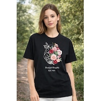 Herkesemoda Beautiful Thought Baskı Detaylı Basic T-shirt Siyah Herkesemoda Beautiful Thought Baskı Detaylı Basic T-shirt Siyah