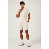 Erkek %100 Pamuk Polo Yaka Tişört Ve Şort Takım Slim Fit Yazlık 2'li Kombin Bej Erkek %100 Pamuk Polo Yaka Tişört Ve Şort Takım Slim Fit Yazlık 2'li Kombin Bej