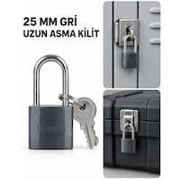 25 Mm Gri Uzun Kelepçeli Asma Kilit Anahtarlı Dolap, Bavul Ve Takım Çantası Kilidi 25 Mm Gri Uzun Kelepçeli Asma Kilit Anahtarlı Dolap, Bavul Ve Takım Çantası Kilidi