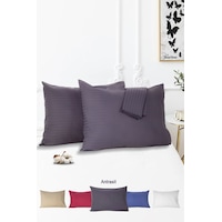 Vionel Home Pamuklu Çizgili Saten Yastık Kılıfı Antrasit 2'li 50 x 70 Vionel Home Pamuklu Çizgili Saten Yastık Kılıfı Antrasit 2'li 50 x 70