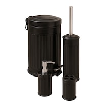 Vintage Dörtlü Siyah Banyo Seti Çöp Kovası Tuvalet Fırçası Diş Fırçalık Sıvı Sabunluk Metal Siyah Vintage Dörtlü Siyah Banyo Seti Çöp Kovası Tuvalet Fırçası Diş Fırçalık Sıvı Sabunluk Metal Siyah