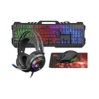 Rampage Fitment KM-GX7 Kablolu Gökkuşağı Aydınlatmalı Klavye + Mouse + Kulaklık + Mouse Pad Rampage Fitment KM-GX7 Kablolu Gökkuşağı Aydınlatmalı Klavye + Mouse + Kulaklık + Mouse Pad