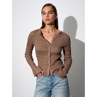 Dilvin 50926 Düğmeli Gipeli Top-vizon Vizon Dilvin 50926 Düğmeli Gipeli Top-vizon Vizon