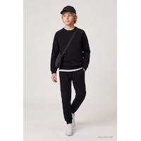 TOMMYLIFE Siyah Standart Fit Basic Dikiş Detaylı Erkek Çocuk Eşofman Takım - 11325 TOMMYLIFE Siyah Standart Fit Basic Dikiş Detaylı Erkek Çocuk Eşofman Takım - 11325