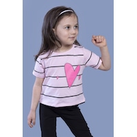 Toontoy Kids Toontoy Kız Çocuk Çizgli Kalp Baskılı Taş İşlemeli Tişört Açık Pembe Toontoy Kids Toontoy Kız Çocuk Çizgli Kalp Baskılı Taş İşlemeli Tişört Açık Pembe