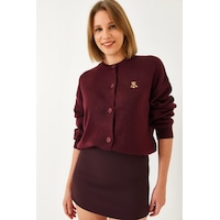 Shade Kadın Teddy Nakışlı Düğmeli Triko Hırka Th241126 60261173 - Bordo Shade Kadın Teddy Nakışlı Düğmeli Triko Hırka Th241126 60261173 - Bordo