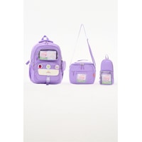 Kawaii 3'lü İlkokul Okul Çantası Seti Lila Kız Çocuk Beslenme Çantalı Kalemlikli Lila Gökkuşağı Kawaii 3'lü İlkokul Okul Çantası Seti Lila Kız Çocuk Beslenme Çantalı Kalemlikli Lila Gökkuşağı