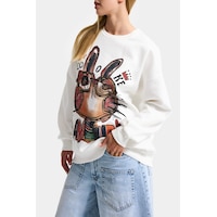 it's basic Kadın Beyaz W5 Oversize Baskılı %100 Koton Organik Kumaş Sweatshirt it's basic Kadın Beyaz W5 Oversize Baskılı %100 Koton Organik Kumaş Sweatshirt