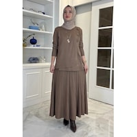 Rabia Şamlı Rana Triko Takım Sütlü Kahve Normal Rabia Şamlı Rana Triko Takım Sütlü Kahve Normal