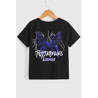 Uyguntarz Çocuk Butterfly & Letter Graphic Pamuklu Tshirt Siyah Uyguntarz Çocuk Butterfly & Letter Graphic Pamuklu Tshirt Siyah