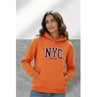 Uyguntarz Unisex Nyc Tasarım Baskılı Kapüşonlu Sweatshirt Turuncu Uyguntarz Unisex Nyc Tasarım Baskılı Kapüşonlu Sweatshirt Turuncu