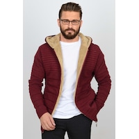 Edwox Erkek İçi Kürklü Kapüşonlu Fermuarlı Triko Hırka Bordo T743 Bordo Edwox Erkek İçi Kürklü Kapüşonlu Fermuarlı Triko Hırka Bordo T743 Bordo