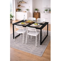 5'li Mutfak Masa Takımı, 4 Sandalye Ve 1 Masa, Yemek Odası, Bahçe Takımı, 4 Kişilik, Metal Ayaklı Masa: Siyah/siyah- Sandalye: Beyaz 5'li Mutfak Masa Takımı, 4 Sandalye Ve 1 Masa, Yemek Odası, Bahçe Takımı, 4 Kişilik, Metal Ayaklı Masa: Siyah/siyah- Sandalye: Beyaz