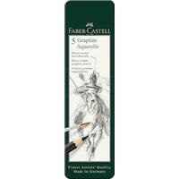 Faber-Castell Graphite Aquarelle Kurşun Kalem Seti, 5’li, Metal Kutu, HB 2B 4B 6B 8B, Siyah Naturel, Suda Çözünür Faber-Castell Graphite Aquarelle Kurşun Kalem Seti, 5’li, Metal Kutu, HB 2B 4B 6B 8B, Siyah Naturel, Suda Çözünür