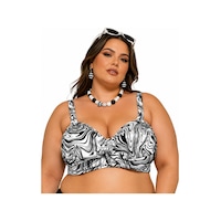 Büyük Beden Straplez Sabit Pedli Desenli Ayarlanabilir Askılı Kadın Bikini Üst Beyaz Büyük Beden Straplez Sabit Pedli Desenli Ayarlanabilir Askılı Kadın Bikini Üst Beyaz