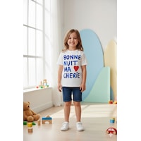 Monila Kız Çocuk Beyaz Baskılı Pamuklu Bisiklet Yaka T-shirt Ekru Monila Kız Çocuk Beyaz Baskılı Pamuklu Bisiklet Yaka T-shirt Ekru