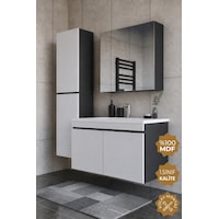 Teta Home Tokyo 100 Cm Mdf Banyo Dolabı Seti + Boy Dolabı Antrasit - Beyaz Teta Home Tokyo 100 Cm Mdf Banyo Dolabı Seti + Boy Dolabı Antrasit - Beyaz