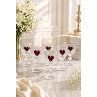 6 Lı Kristal Cam Kahve Yanı Su Bardağı Kalp Bardak Kalpli 75ml şeffaf 6 Lı Kristal Cam Kahve Yanı Su Bardağı Kalp Bardak Kalpli 75ml şeffaf