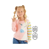 Denokids Unicorn Kız Çocuk Pembe Triko Kazak Çok Renkli Denokids Unicorn Kız Çocuk Pembe Triko Kazak Çok Renkli