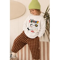 Monila Erkek Çocuk 3 İplik Kumaş Baskılı Pamuklu Sweatshirt Ekru Monila Erkek Çocuk 3 İplik Kumaş Baskılı Pamuklu Sweatshirt Ekru