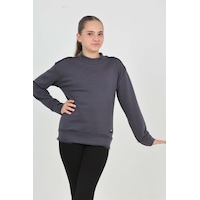 Toontoy Kız Çocuk Happen Nakışlı Sweatshırt Füme Melanj