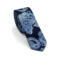 Gaffy Mavi Şal Desenli Lacivert Dokuma Kumaş Mendilli Slim Fit Kravat // SDK-240113 Lacivert Gaffy Mavi Şal Desenli Lacivert Dokuma Kumaş Mendilli Slim Fit Kravat // SDK-240113 Lacivert