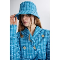 Holly Lolly Tüvit Kumaş Logolu Bucket Tweed Şapka Mavi Holly Lolly Tüvit Kumaş Logolu Bucket Tweed Şapka Mavi