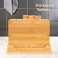 Porsima 16668 Piero Bambu 3'lü Standlı Kesme Tahtası Kesim Panosu Porsima 16668 Piero Bambu 3'lü Standlı Kesme Tahtası Kesim Panosu