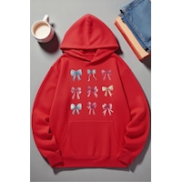 Uyguntarz Unisex Renkli Kurdele Baskılı Kapüşonlu Sweatshirt Kırmızı Uyguntarz Unisex Renkli Kurdele Baskılı Kapüşonlu Sweatshirt Kırmızı