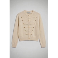 Soft&Basic Kadın Düğmeli Bisiklet Yaka Triko Crop Hırka Beyaz