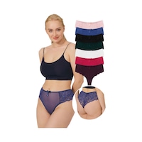 Cottonhill Dantelli Tül Detaylı Büyük Beden Kadın Brezilya 7'li Paket Külot Çok Renkli 2 Cottonhill Dantelli Tül Detaylı Büyük Beden Kadın Brezilya 7'li Paket Külot Çok Renkli 2