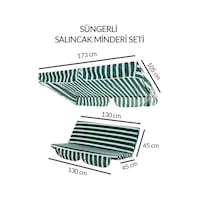 Salıncak Minder Seti Tenteli Salıncak Minder Seti Yeşil Beyaz 2 Kişilik Süngerli Işbir Gri Sünger Yeşil - Beyaz
