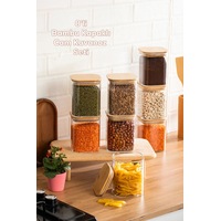 Porsima 5-4 Bambu Vakumlu Kapaklı Kare Borsilikat Cam 8li Kavanoz Seti Saklama Kabı 750ml 7,5x15cm Porsima 5-4 Bambu Vakumlu Kapaklı Kare Borsilikat Cam 8li Kavanoz Seti Saklama Kabı 750ml 7,5x15cm