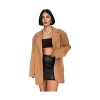 Oversize Ceket - Taba