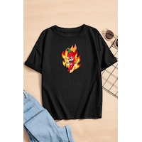 Uyguntarz Çocuk Cartoon Face Pamuklu Tshirt Antrasit Uyguntarz Çocuk Cartoon Face Pamuklu Tshirt Antrasit