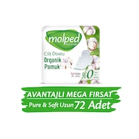 Molped Pure&Soft Uzun Hijyenik Ped Avantajlı Mega Fırsat Paketi 72'li Molped Pure&Soft Uzun Hijyenik Ped Avantajlı Mega Fırsat Paketi 72'li