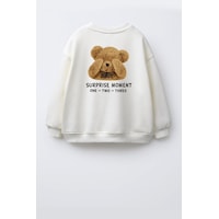 Monila Unisex Çocuk 3 İplik Kumaş Pamuklu Sırtı Ayıcık Baskılı Sweatshirt Ekru Monila Unisex Çocuk 3 İplik Kumaş Pamuklu Sırtı Ayıcık Baskılı Sweatshirt Ekru