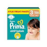 Prima Aktif Bebek 3 Beden Midi Bebek Bezi Aylık Fırsat Paketi 156 Adet Prima Aktif Bebek 3 Beden Midi Bebek Bezi Aylık Fırsat Paketi 156 Adet