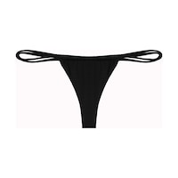 İpli Bantlı String Tek Bikini Alt Siyah